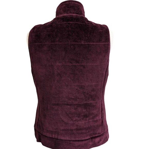 Liz Claiborne Velour Quilted Full Zip Vest Maroon Lined Size Medium - Picture 5 of 11